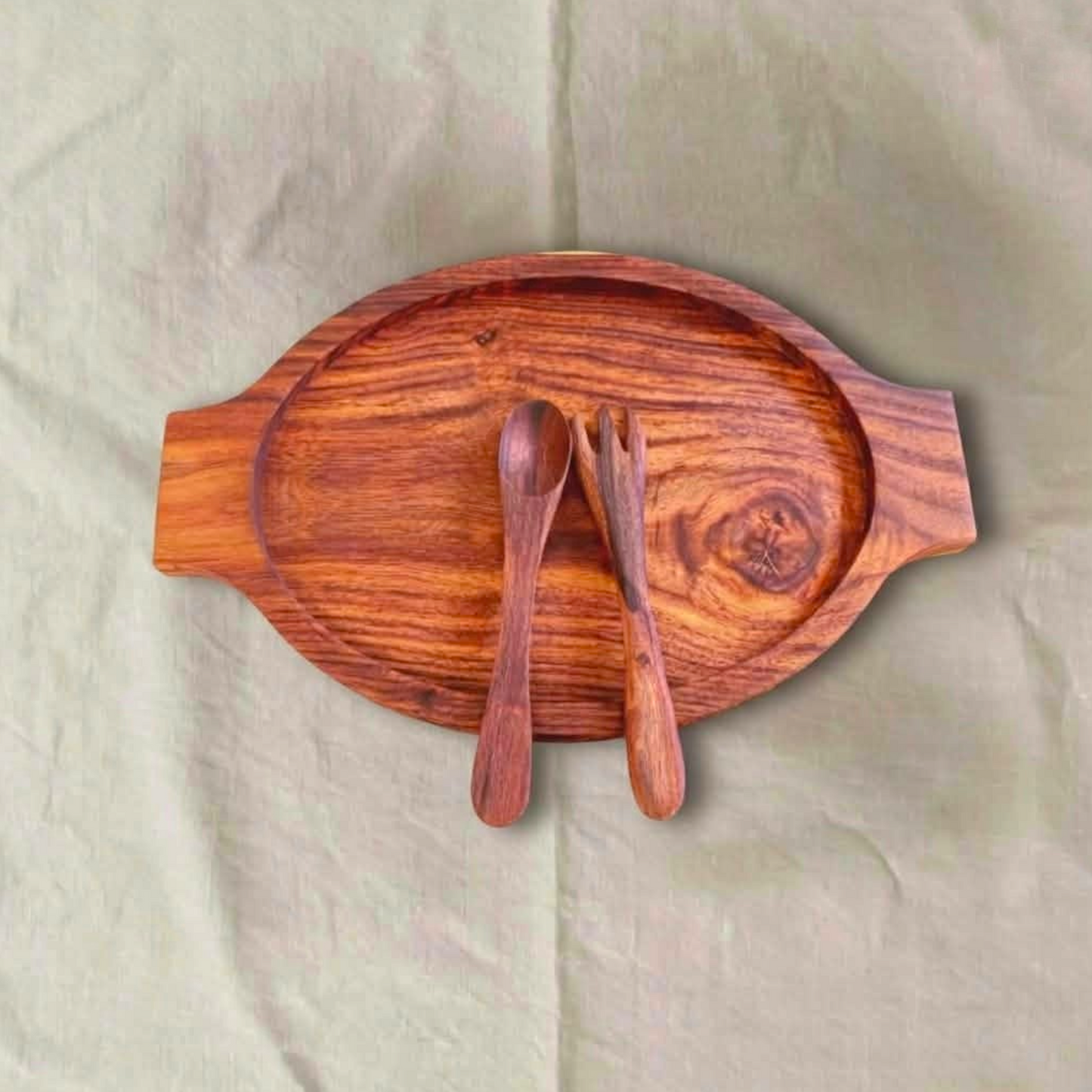 Natural Wooden Oval Serving Dishes