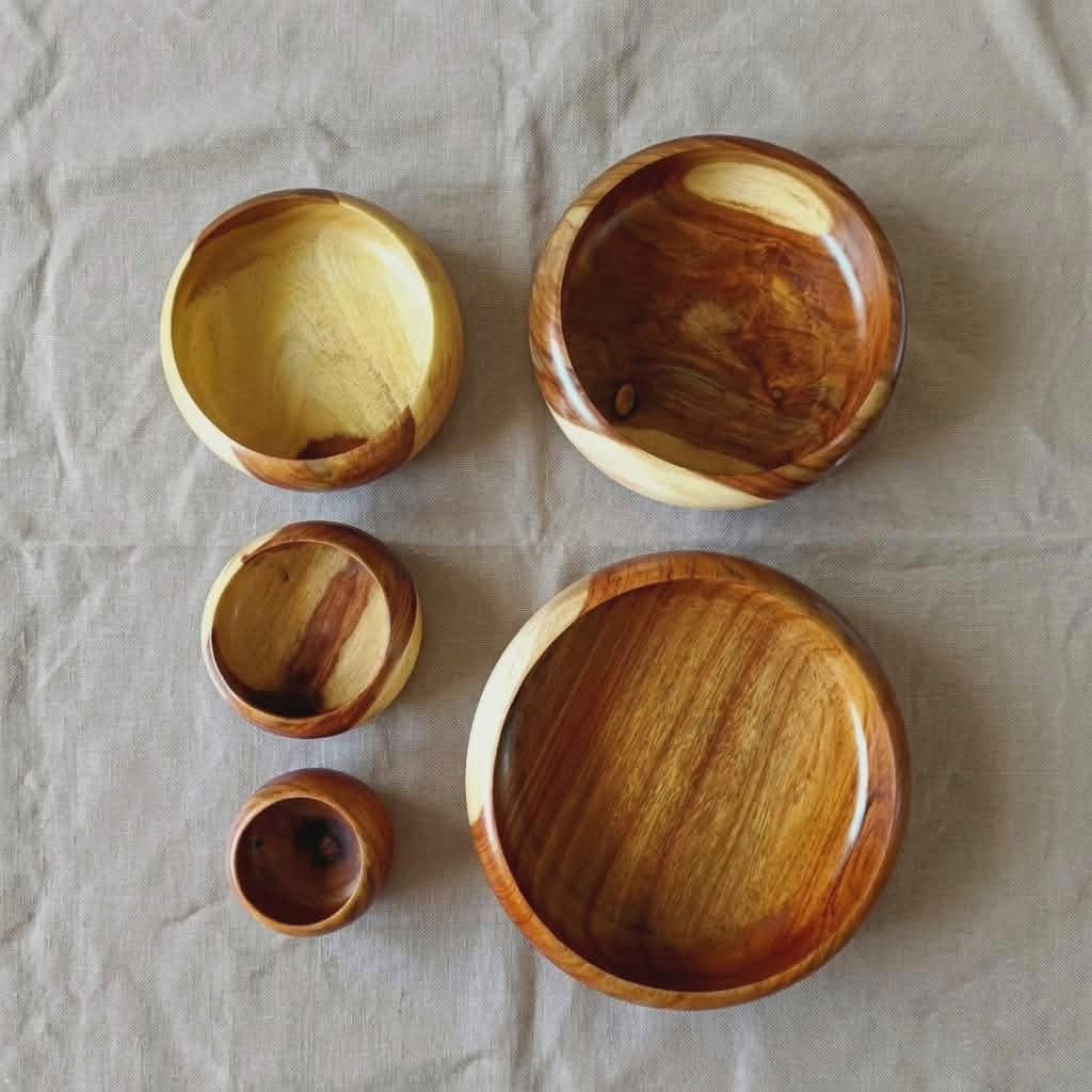 Natural Wooden Oval Bowls