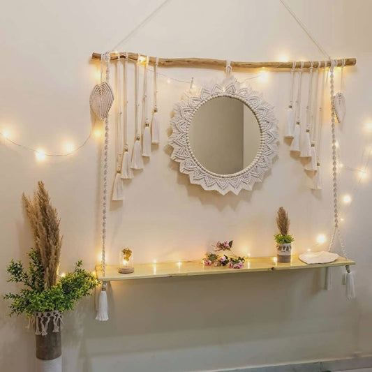 Macrame Wall Hanging,Macrame Mirror Shelf